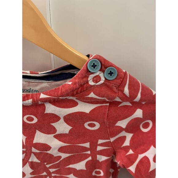 Girls Mini Boden Red & Blue Floral Shirt Stripes Buttons Kids Clothing Size 5 6 - Picture 3 of 5